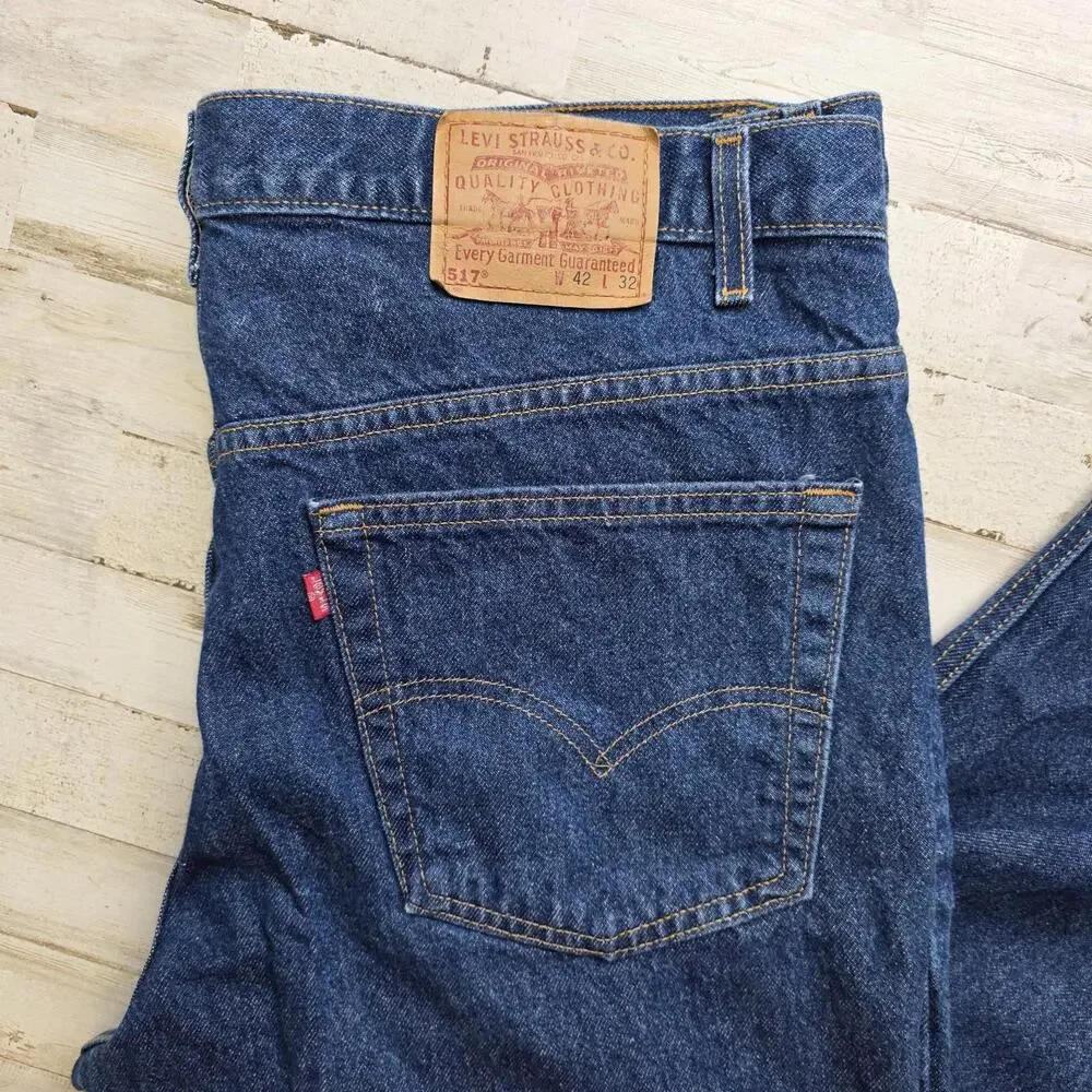Vintage Levi’s 517 Blue Jeans Men’s 42x30 (raw hem) Boot Cut Y2K Grunge Western